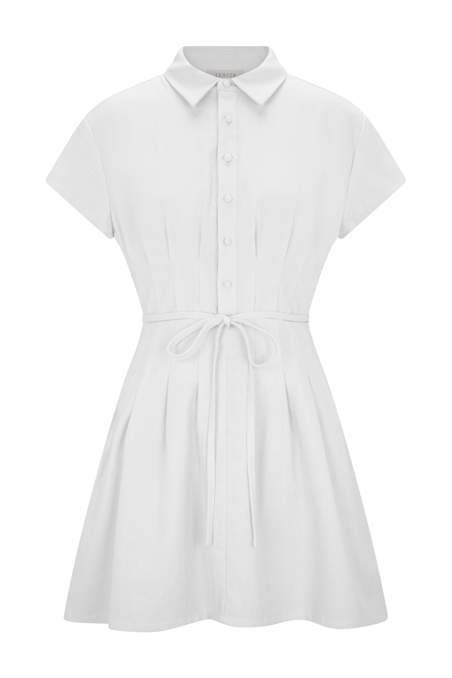 White Buttoned Linen Mini Dress
