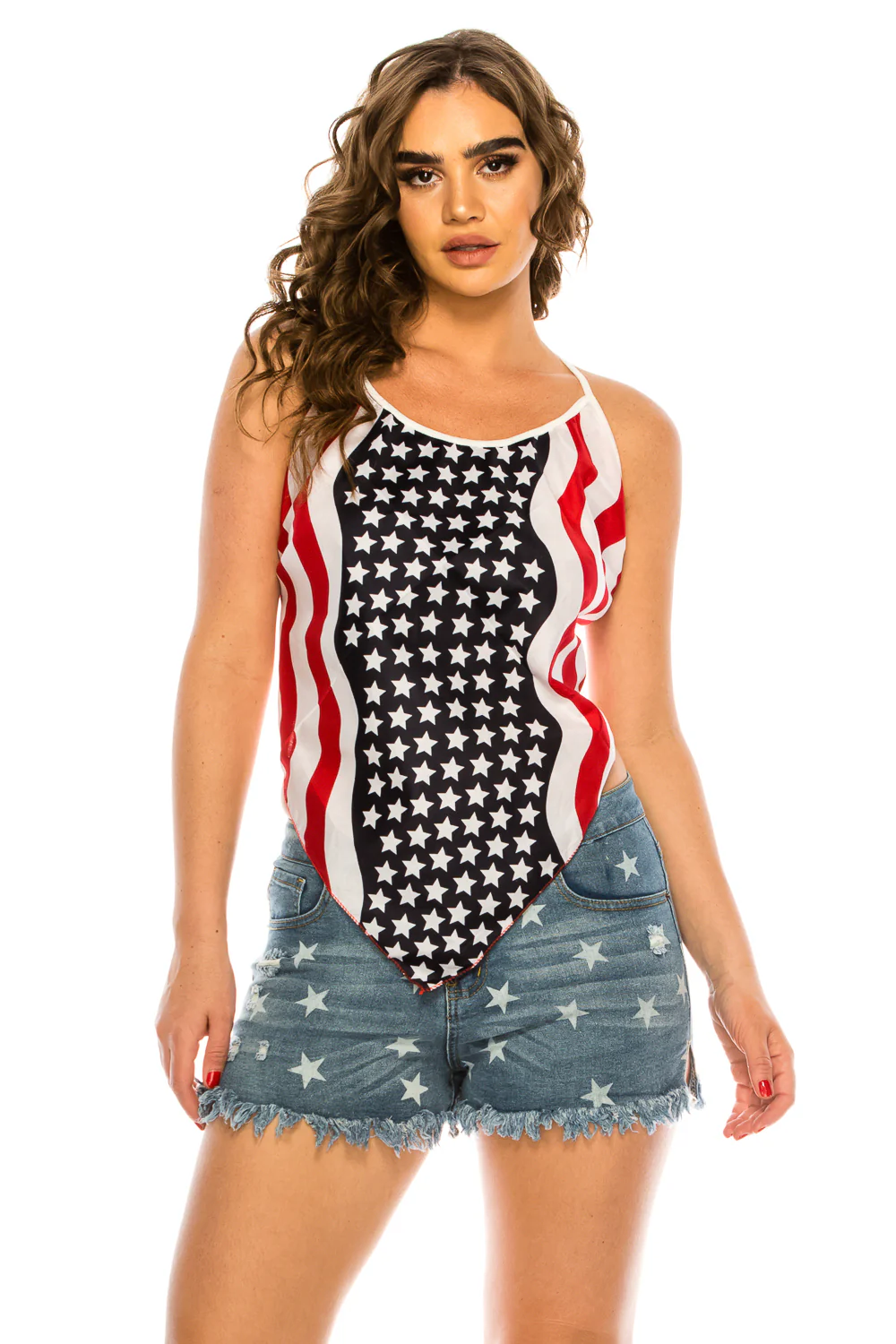 STARS AND STRIPES BANDANA HALTER TOP