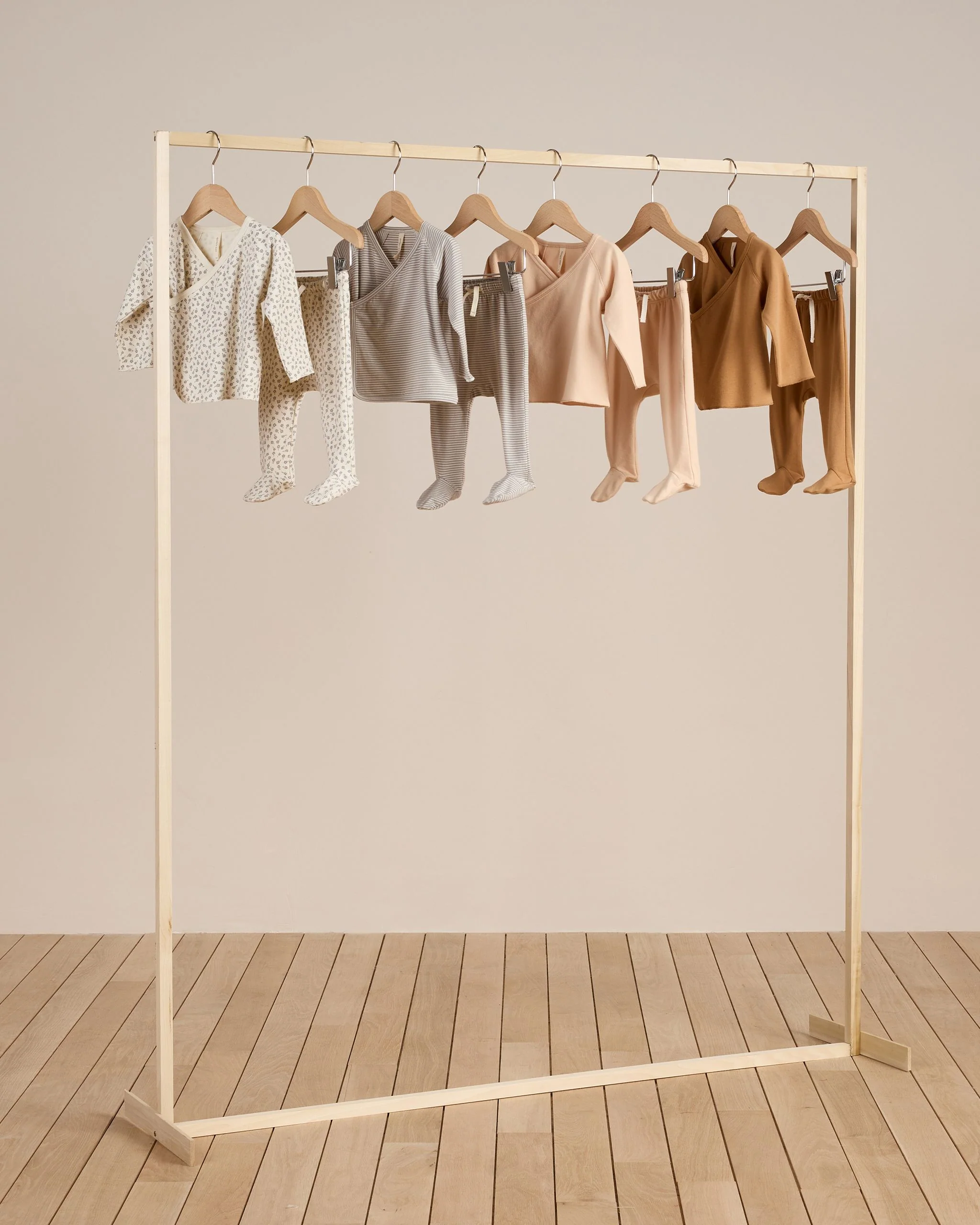 Wrap Top + Footed Pant Set || Blue Micro Stripe