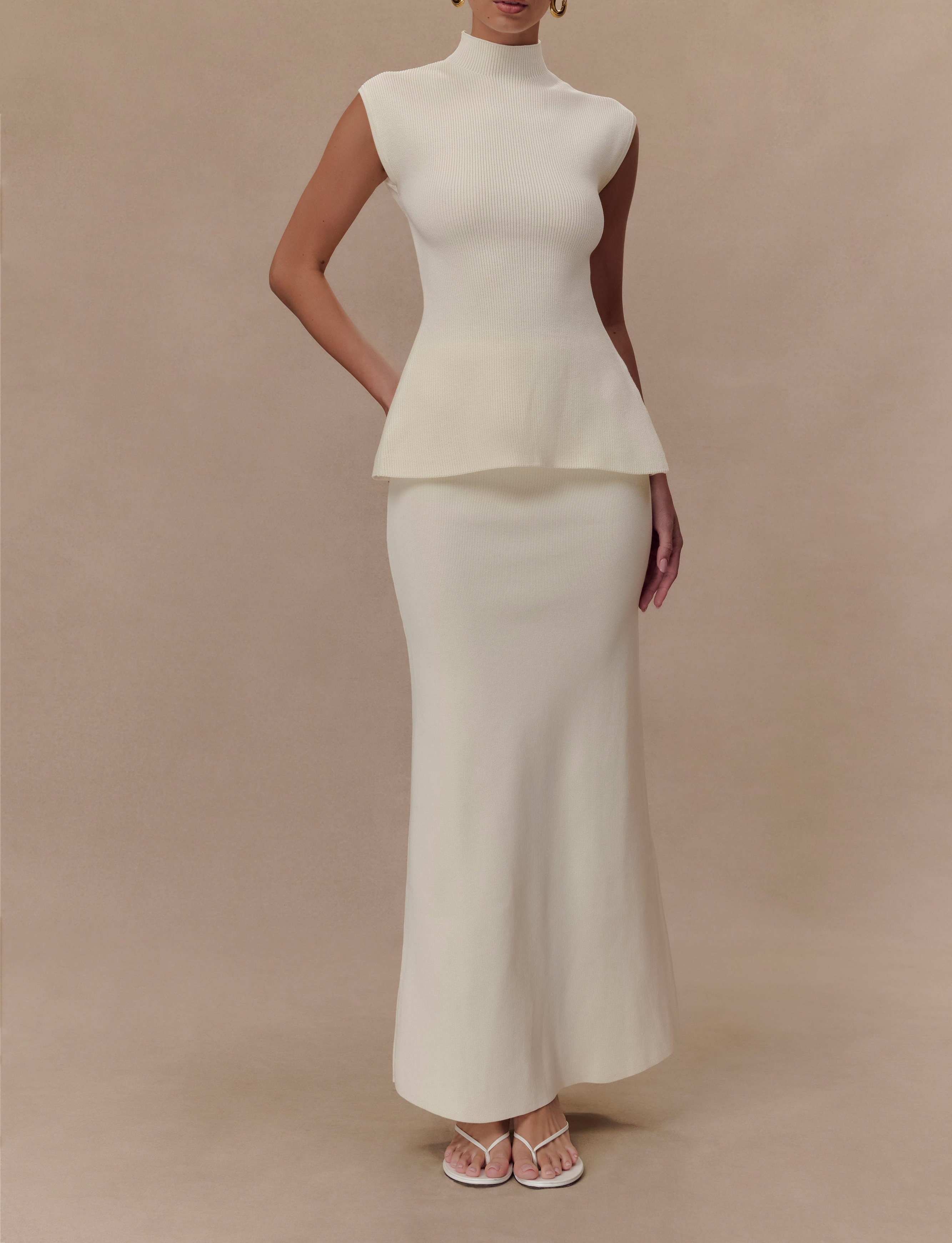 Ivory Knit Open Back Top