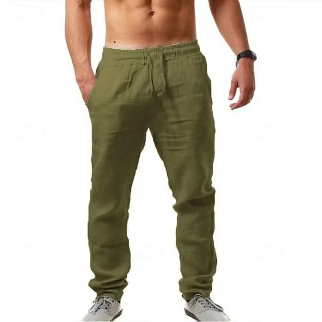 Men's Slim Fit Micro-Elastic Linen Trousers