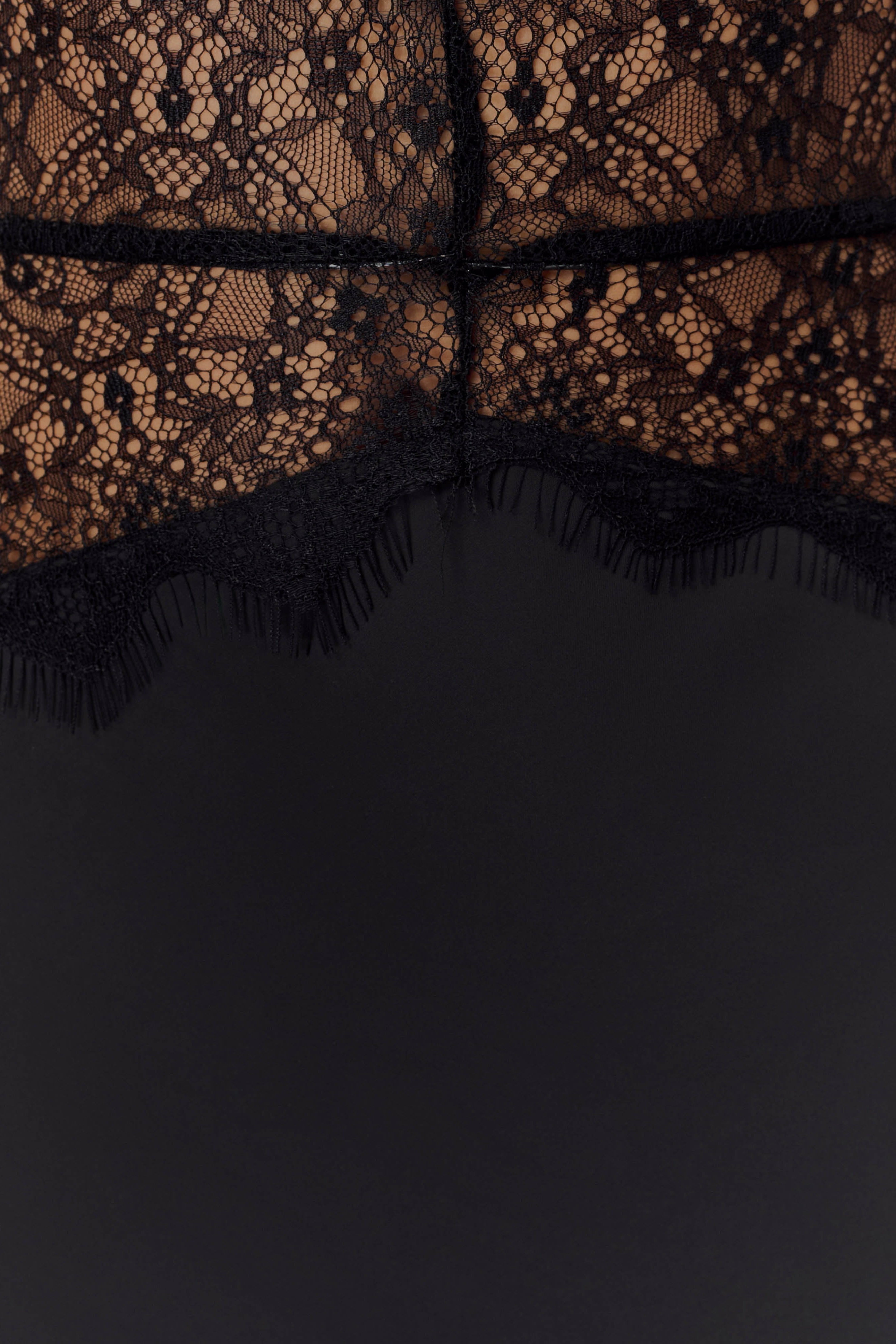 Black Lace And Satin Maxi Dress