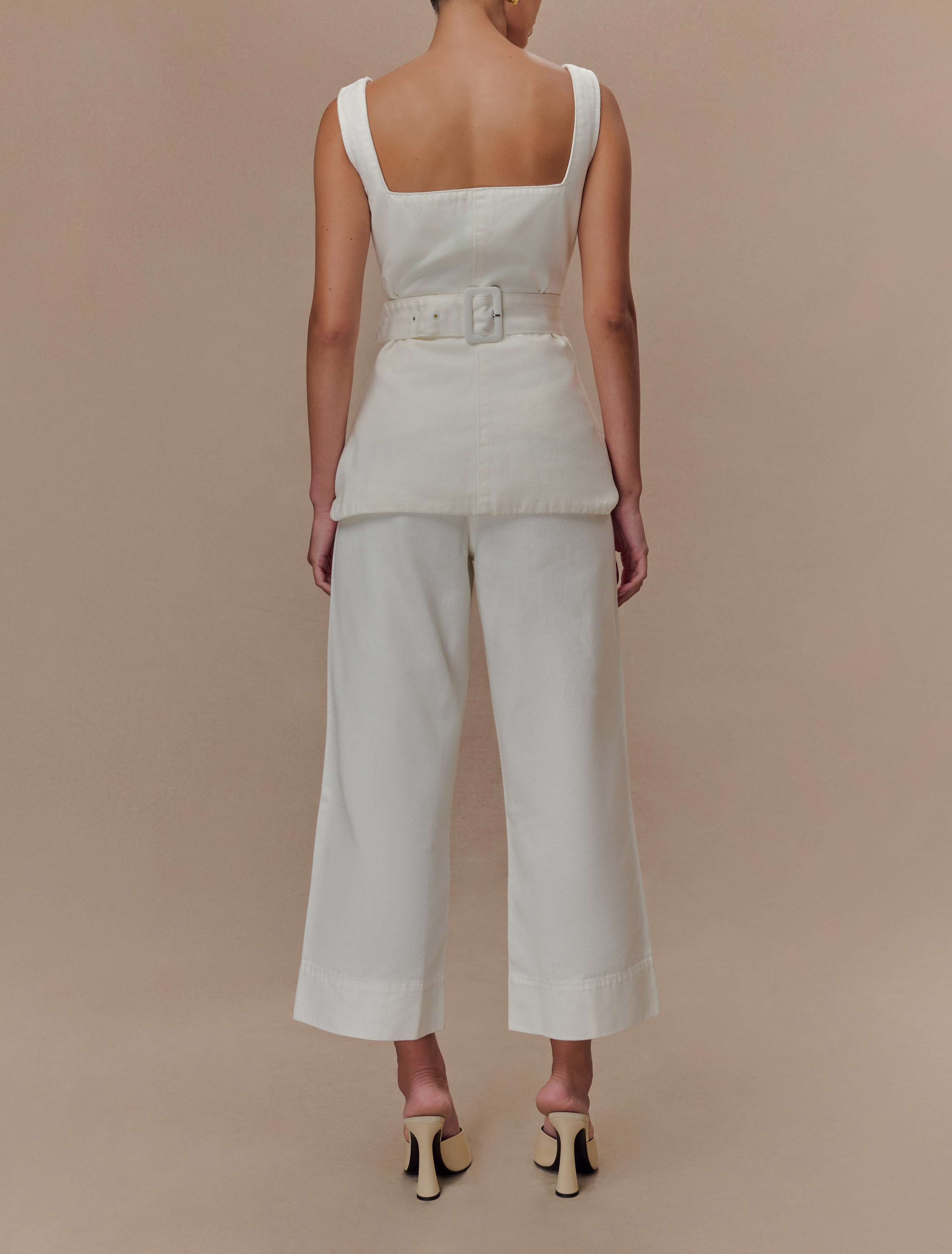 White Cropped Wide Leg Jeans