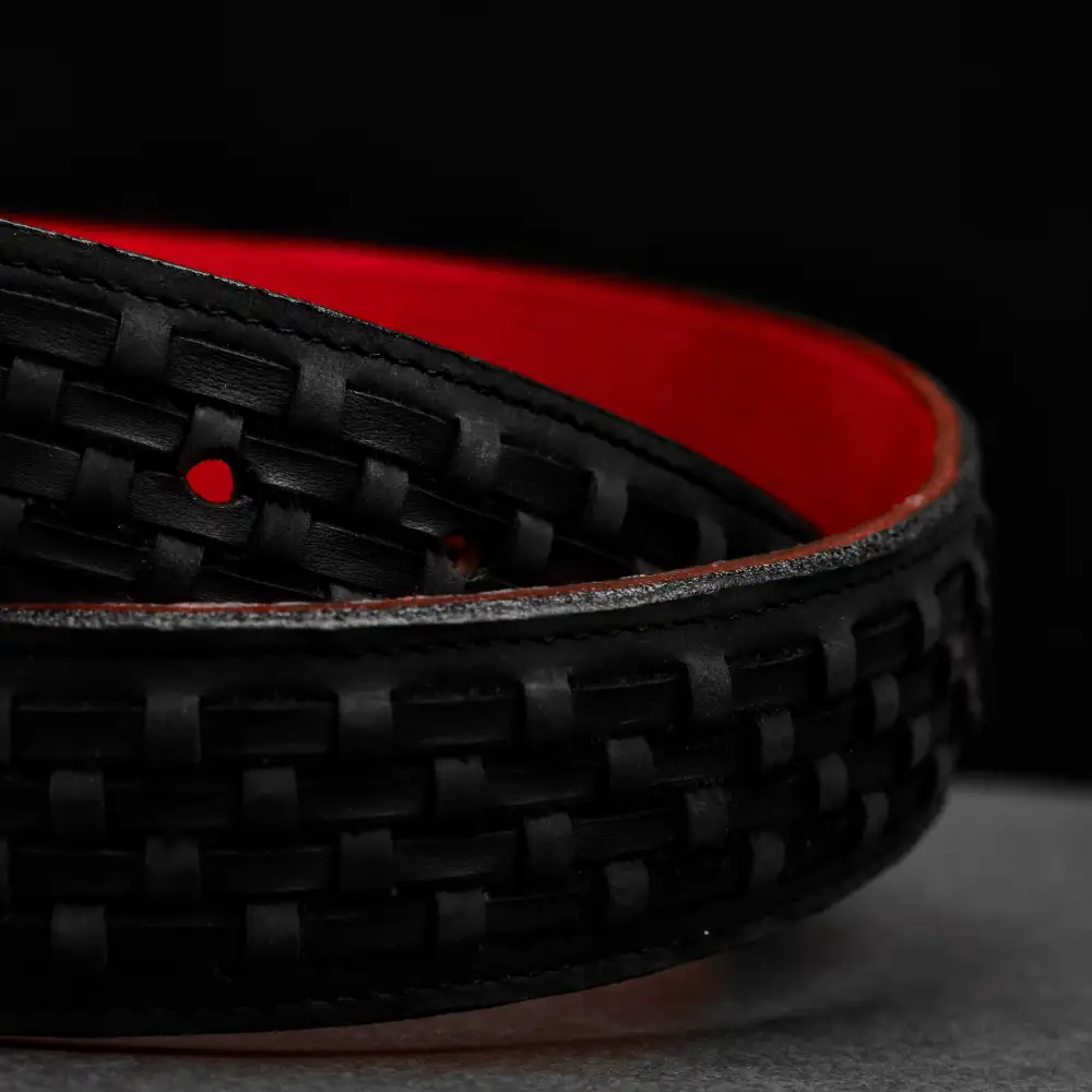 Black Basketweave Leather Belt