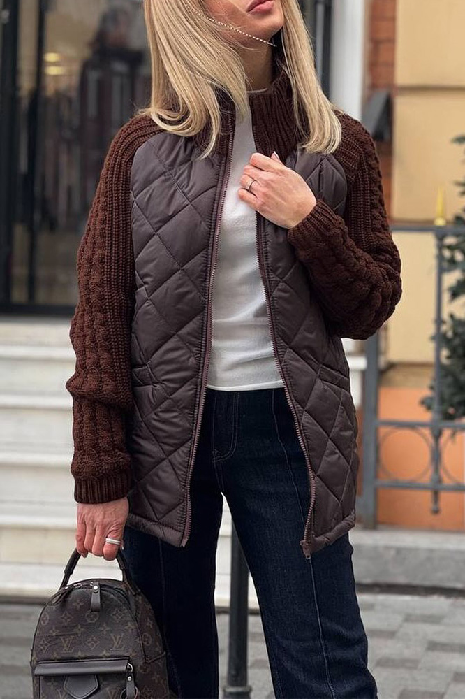 Women's Stylish Knitted Splicing Casual Jacket