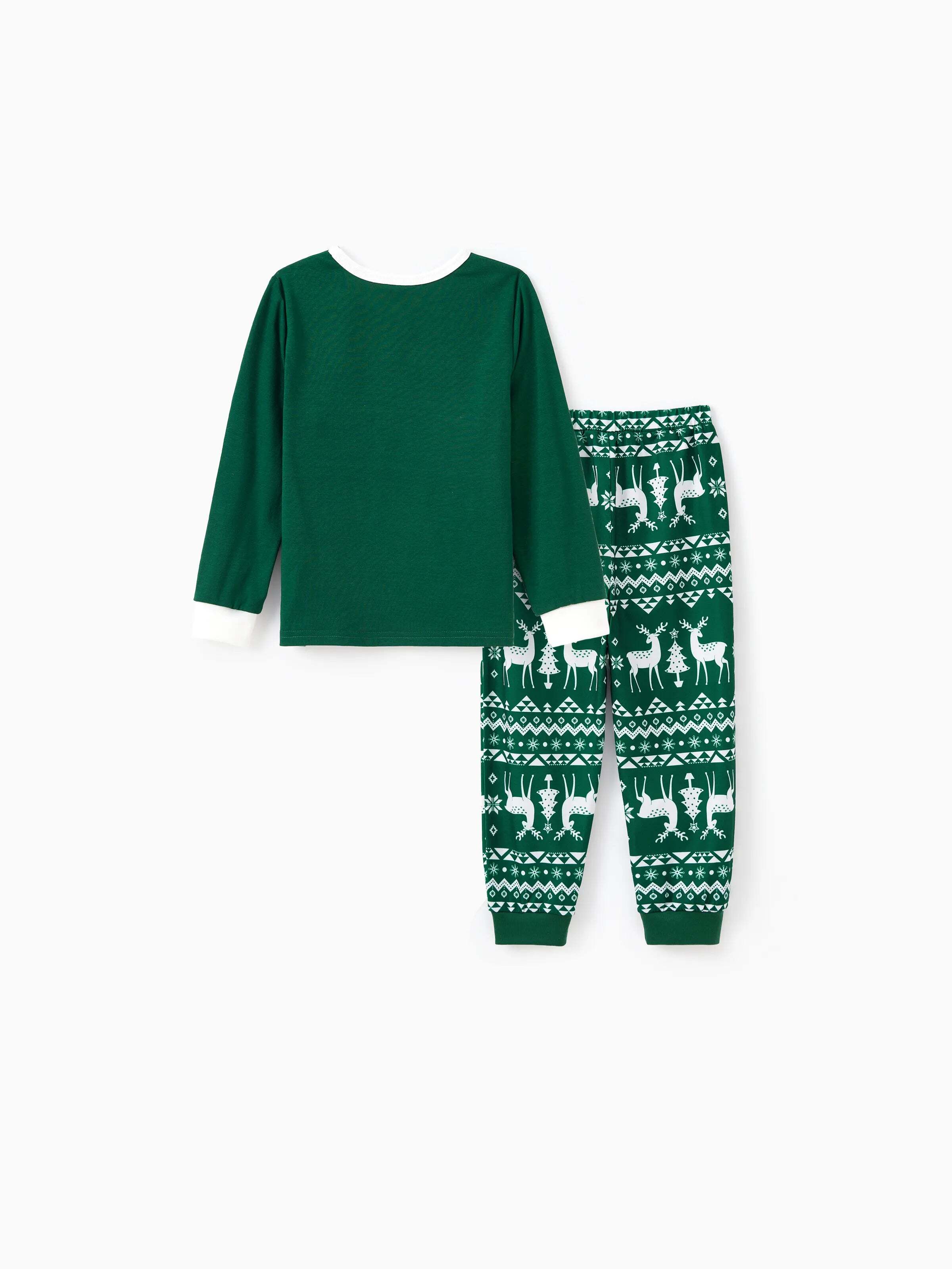 Christmas Family Matching Glow in the Dark Reindeer Tops Allover Pattern Pants Pajamas Sets with Christmas Socks blackishgreen