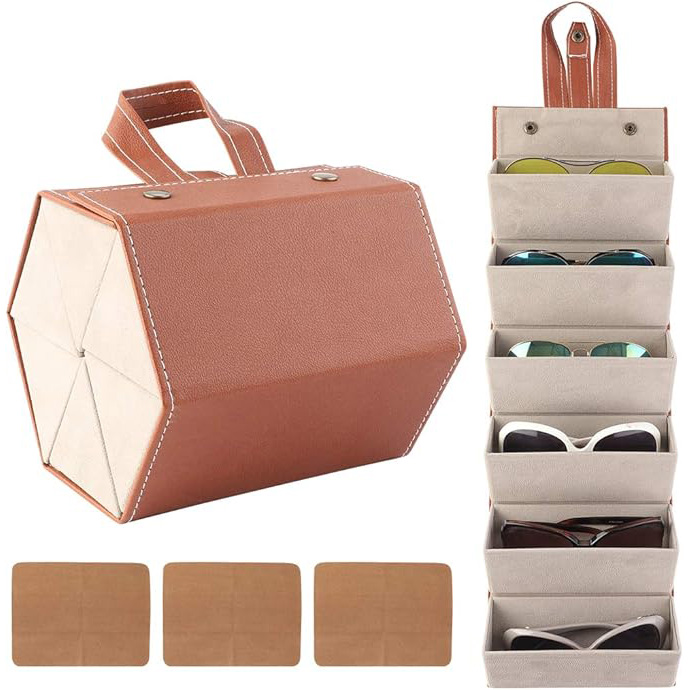 Multiple Glasses Leather Storage Case