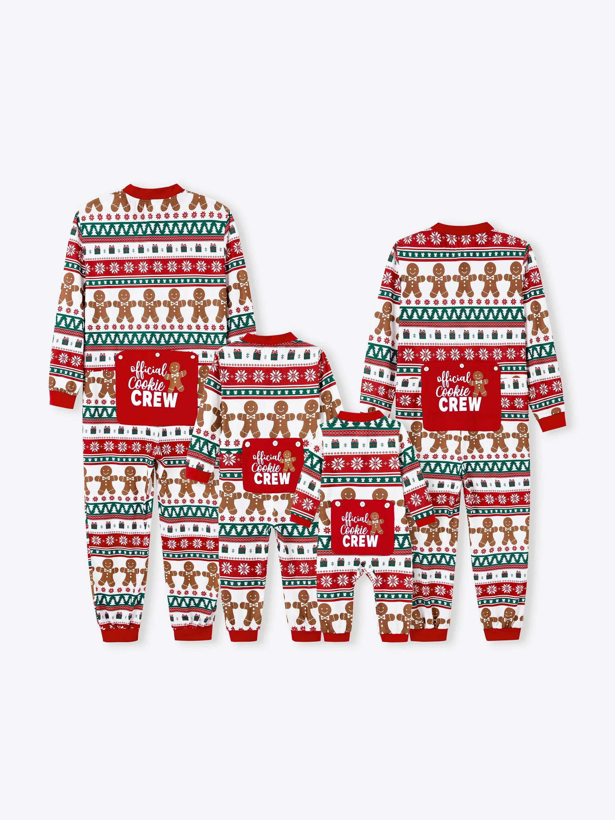 Christmas Matching Family Pajamas Set Gingerbread Christmas-theme Plaid Print PJS with Christmas Socks Red