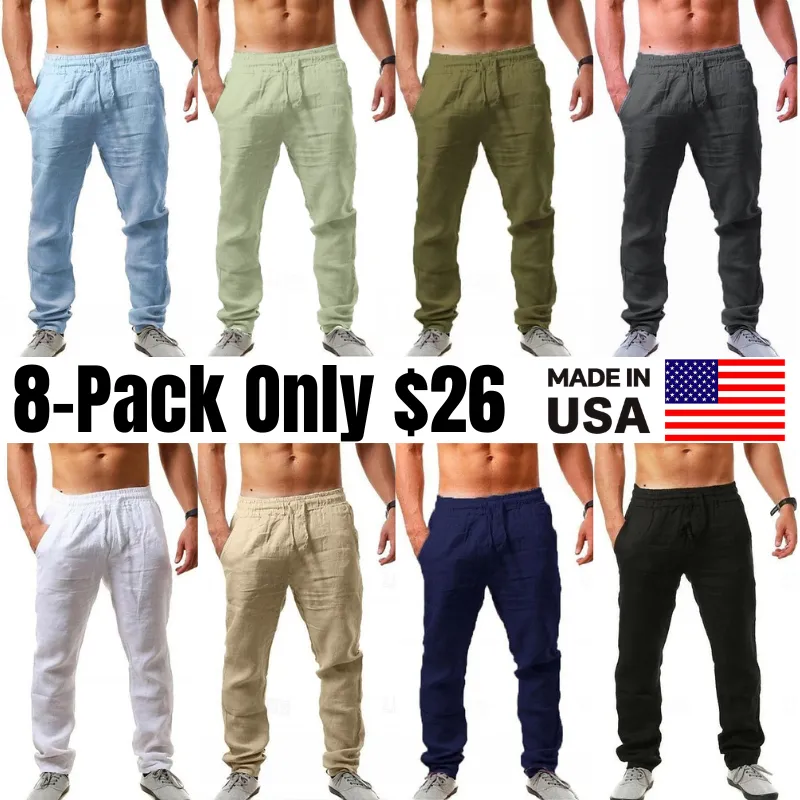 Men's Slim Fit Micro-Elastic Linen Trousers
