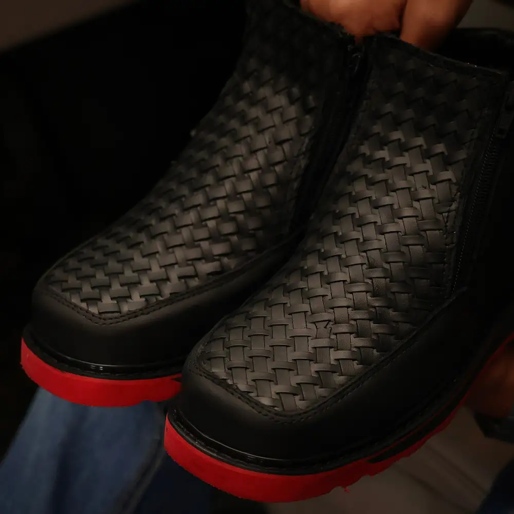 Black Basketweave Cowboy Shoes