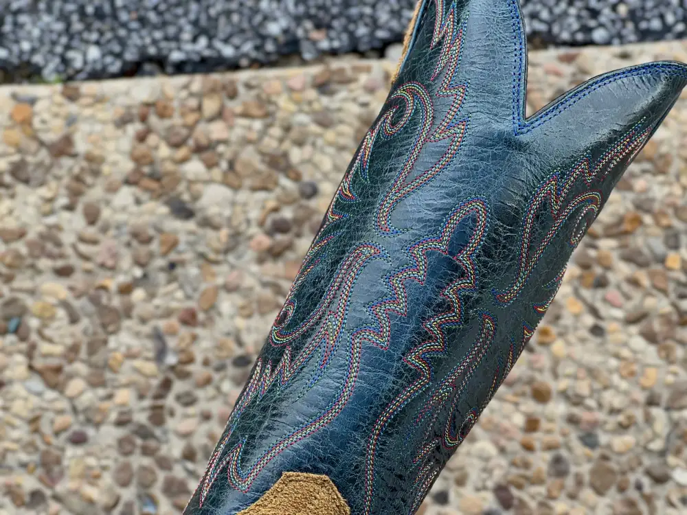 Men’s Honey Rough-Out Boots With Navy Blue Shaft