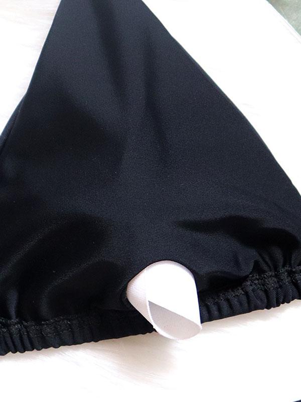 Gorgeous Embellished Triangles Bandage Split Bikini Swimsuit