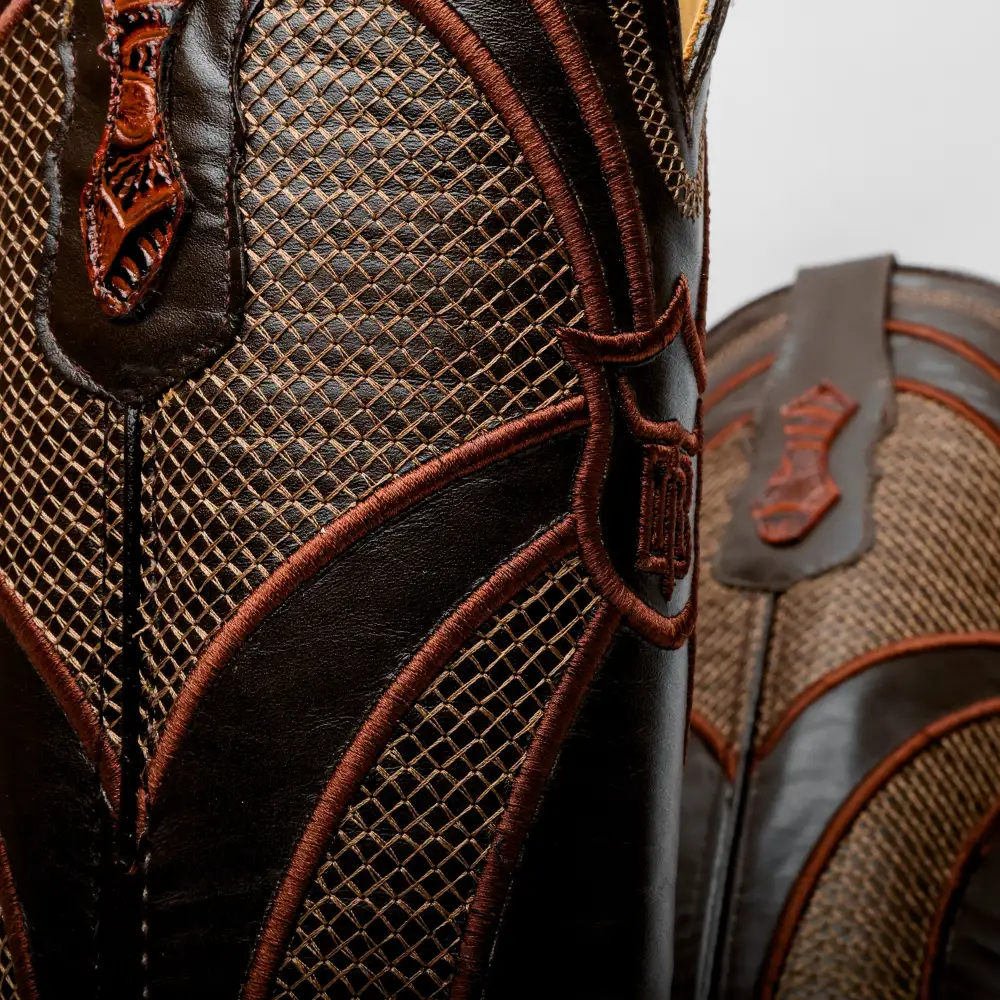 Cognac Hand-Tooled Boots - Square Toe