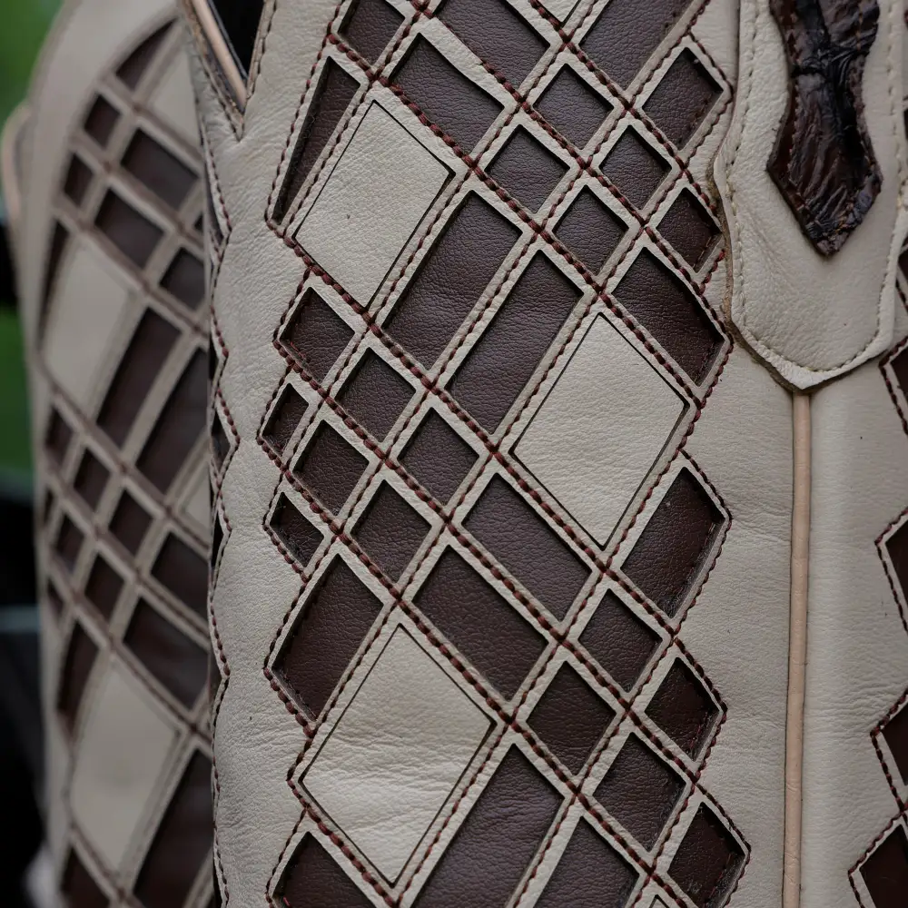 Chocolate Brown Pirarucu Leather Boots - Square Toe