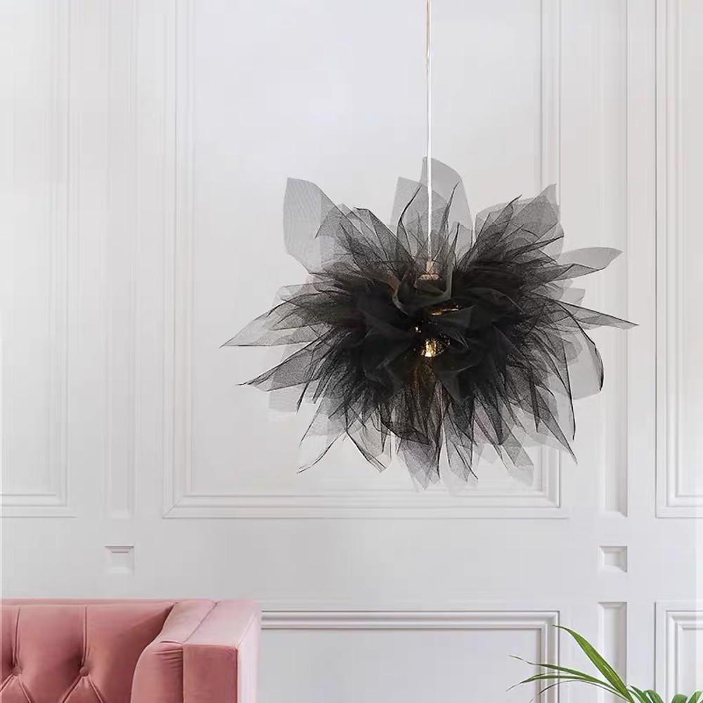 20'' Cotton Candy Mid Century Modern Pendant Light Metal Fabric Pendant Light