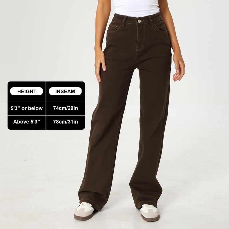 Casual Mid-Rise Denim Multi-Pocket Wide Leg Jeans