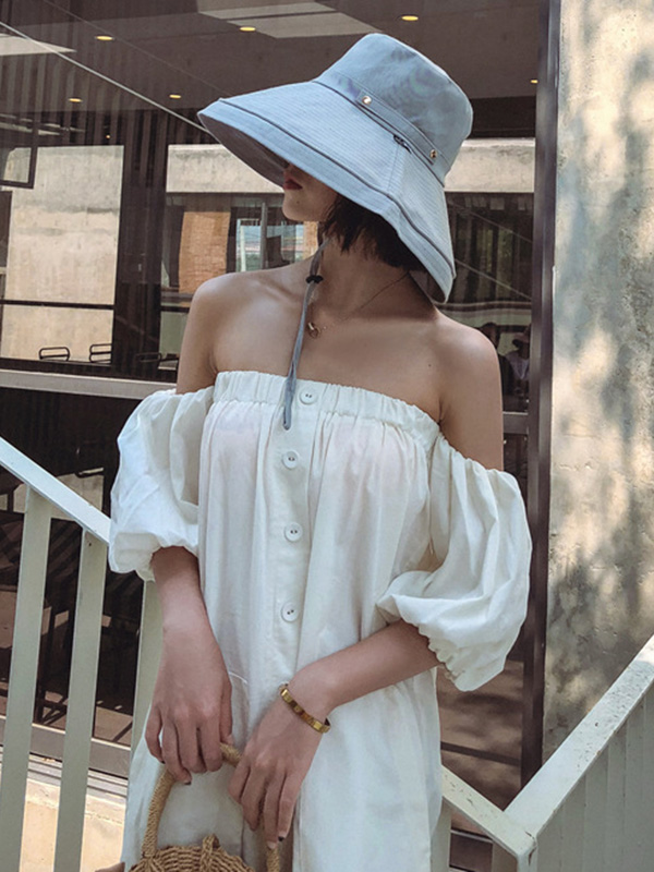 Casual Solid Sun-Protection Large Wide Brim Bucket Hat