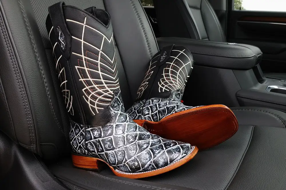 Desert Bone Pirarucu Leather Boots - Square Toe