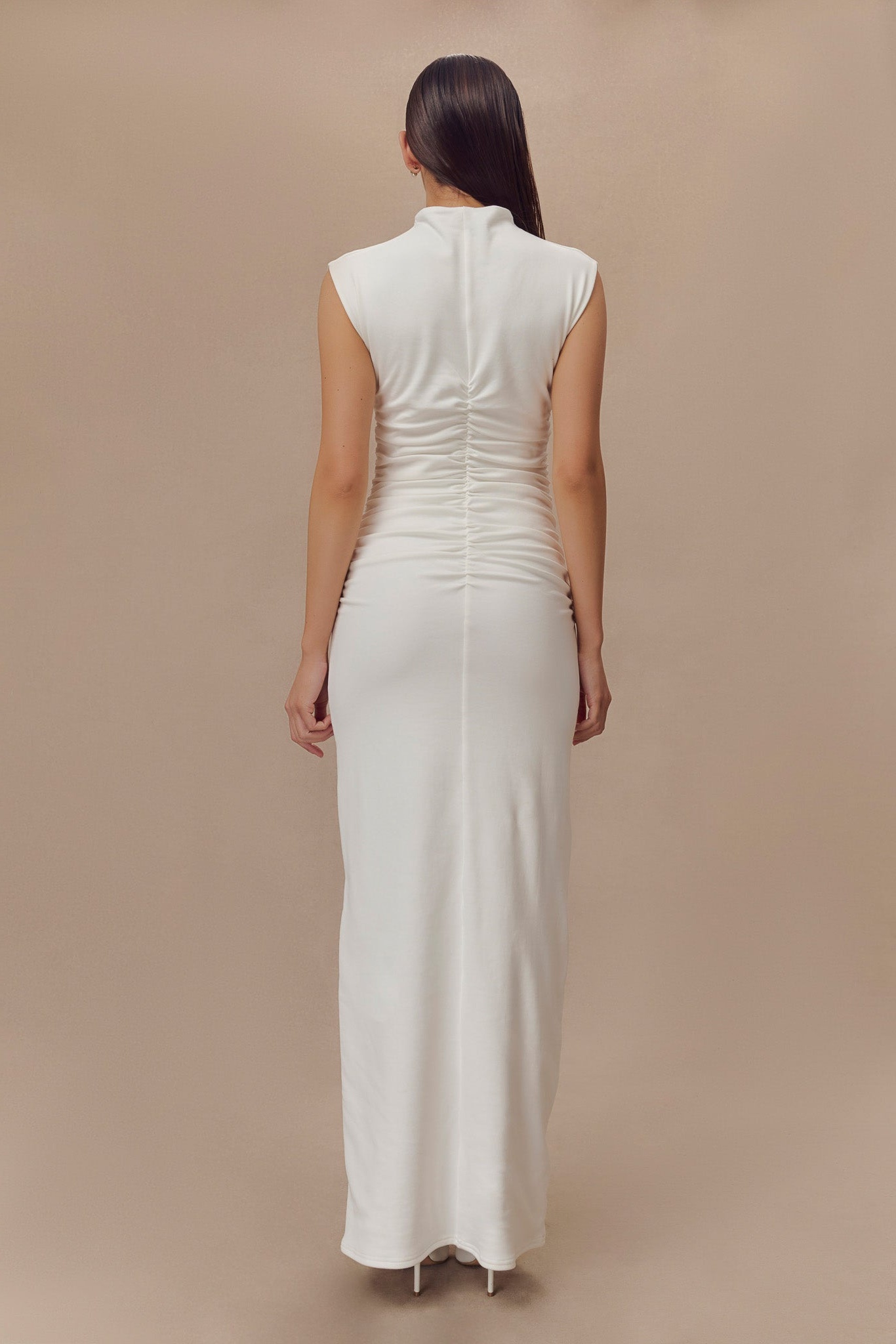 White High Neck Sleeveless Maxi Dress