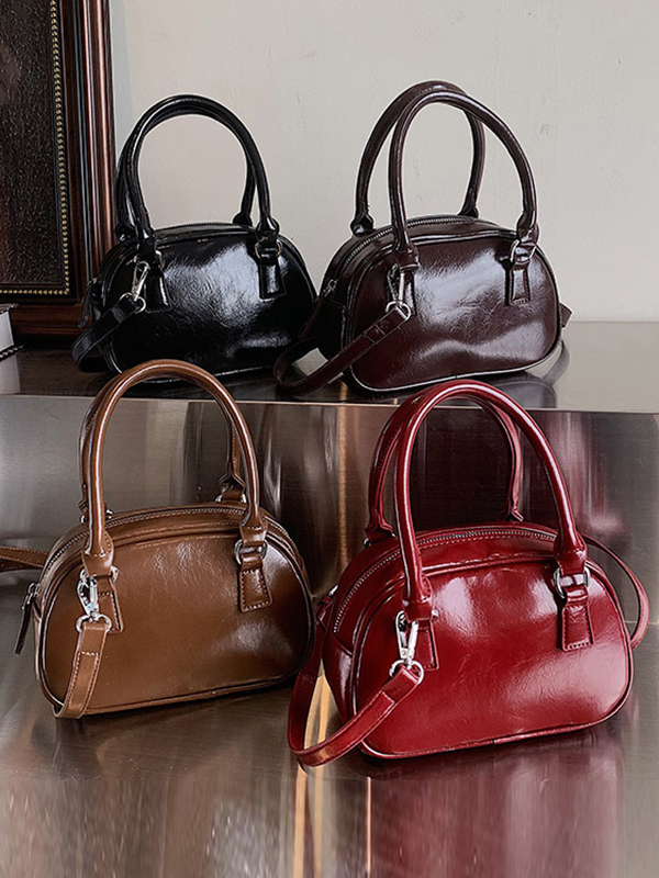 Geometric Solid Color Zipper Handbags Crossbody Bags