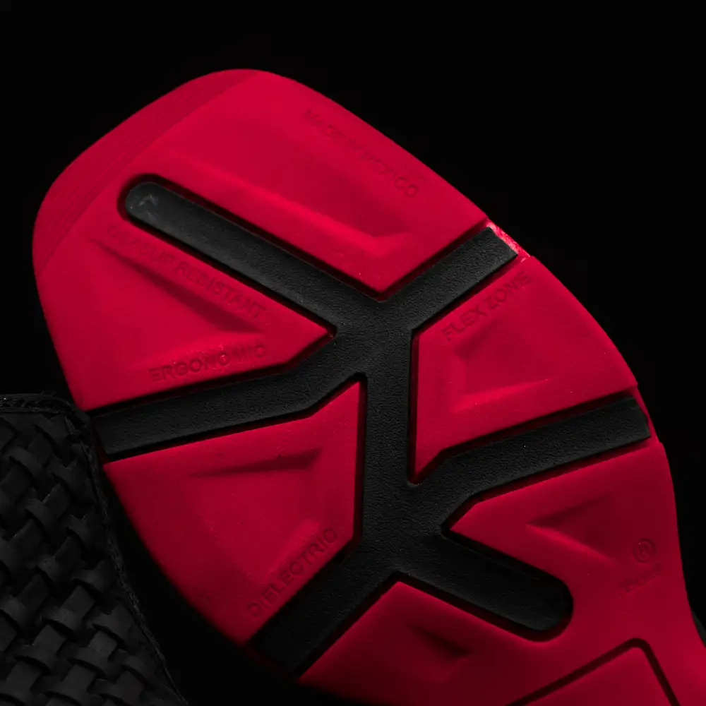 Black Basketweave Leather Botin With 3D Lightweight Soles - Square Toe