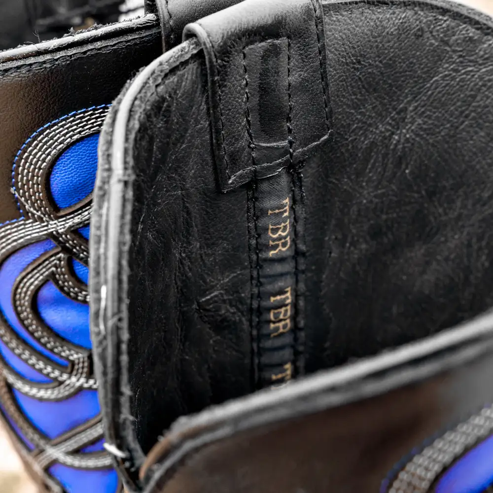 Black/Blue Pirarucu Leather Boots - Square Toe