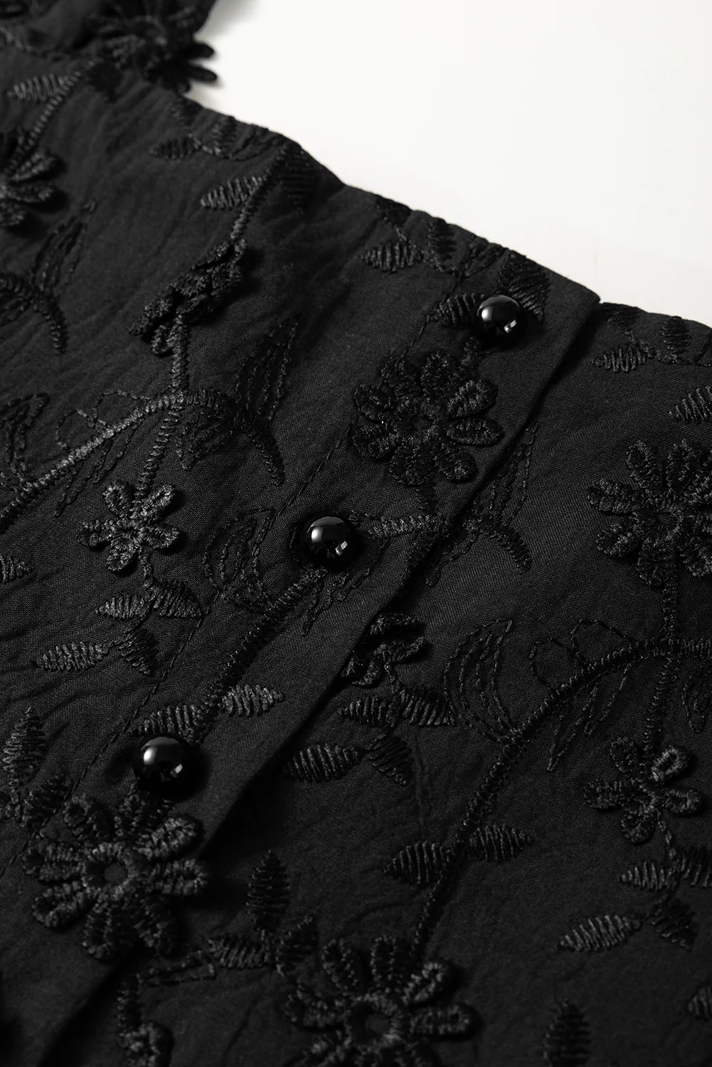 Floral Embroidered Buttoned Square Neck Tank Top