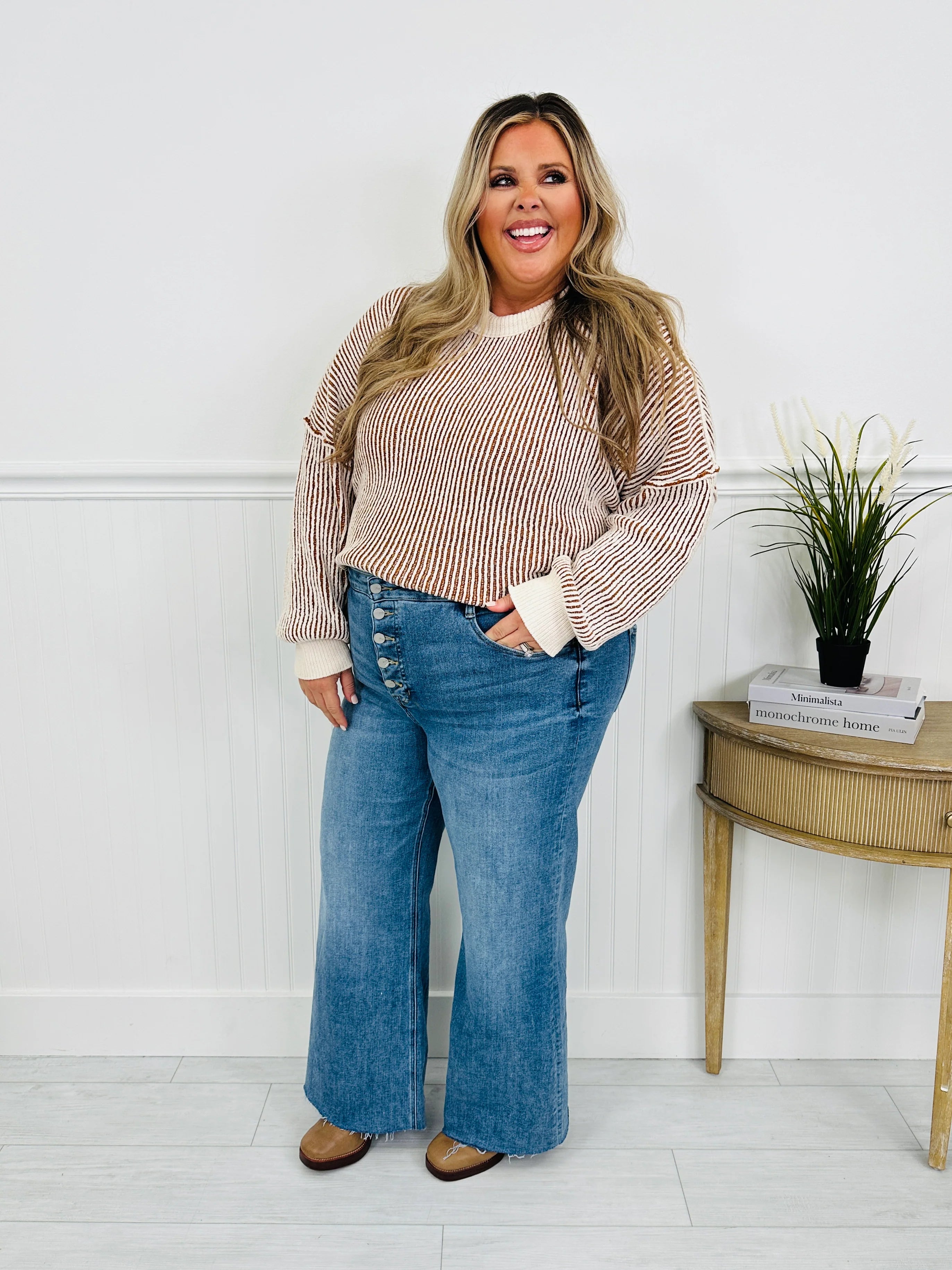Push Your Buttons Tummy Control Wide Leg Jeans