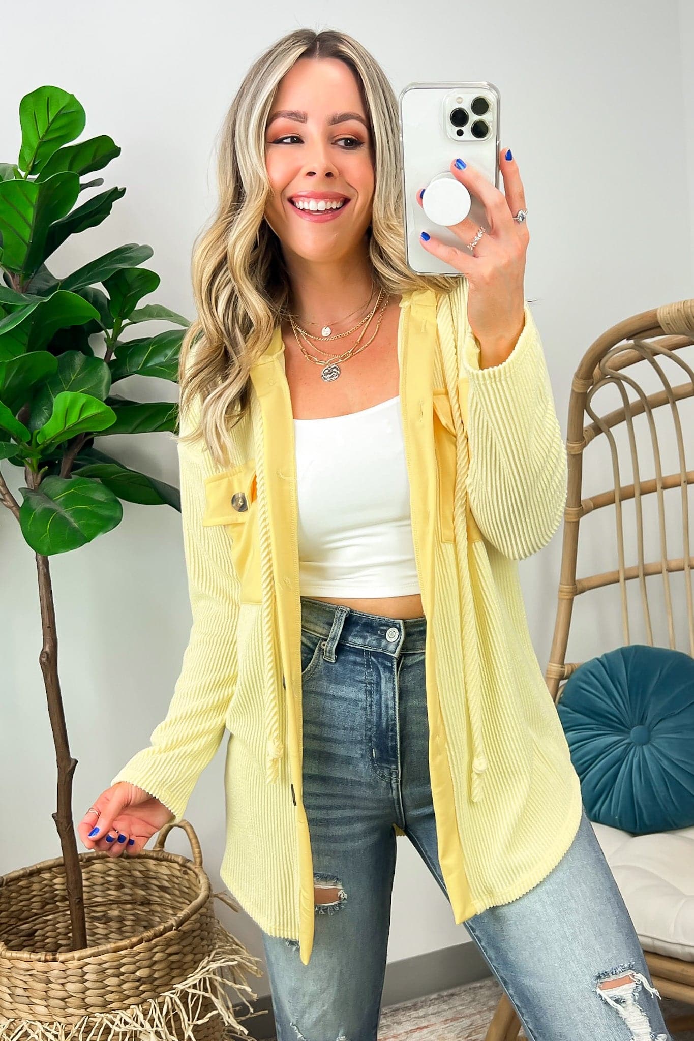 Saturday Satisfaction Ribbed Hooded Shacket