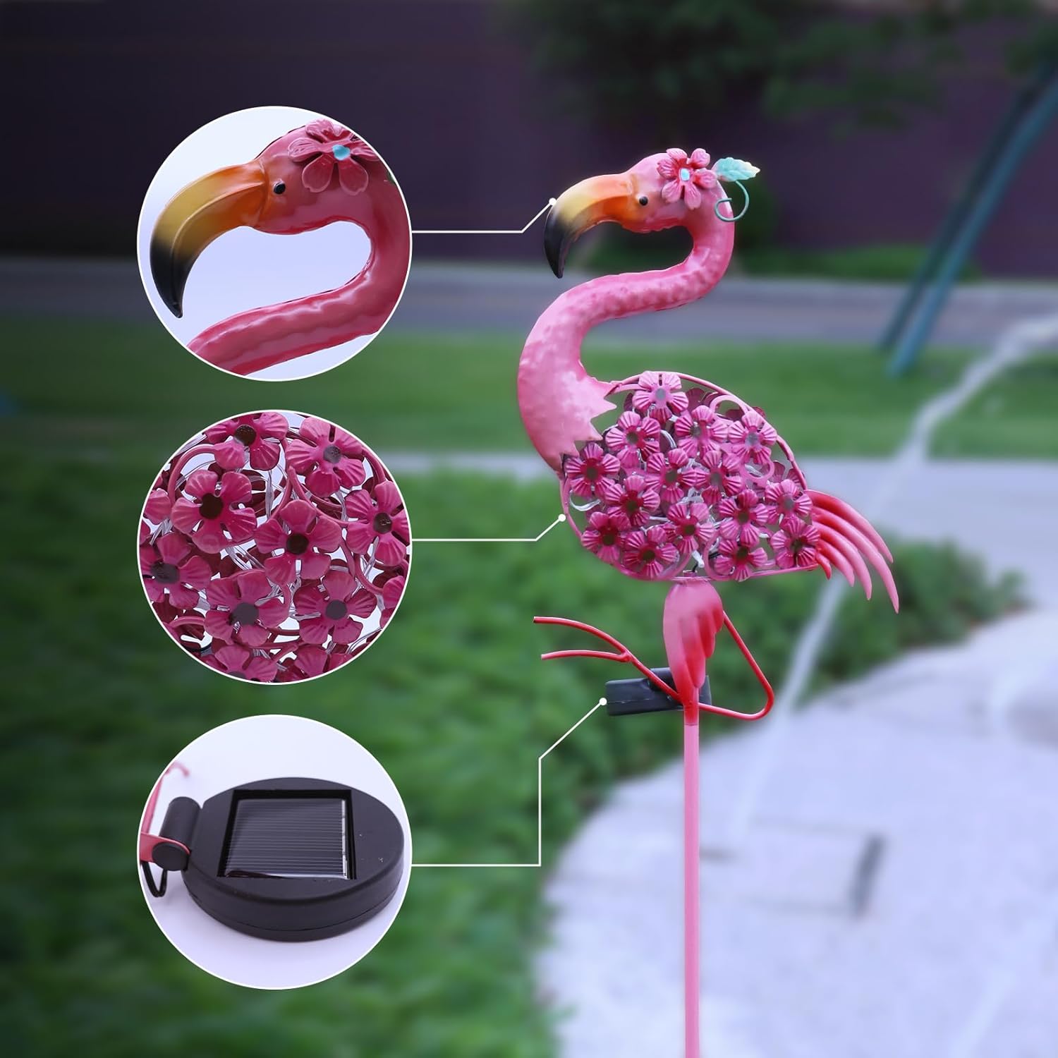 Pink Solar Flamingo Garden Ground Plug Decoration
