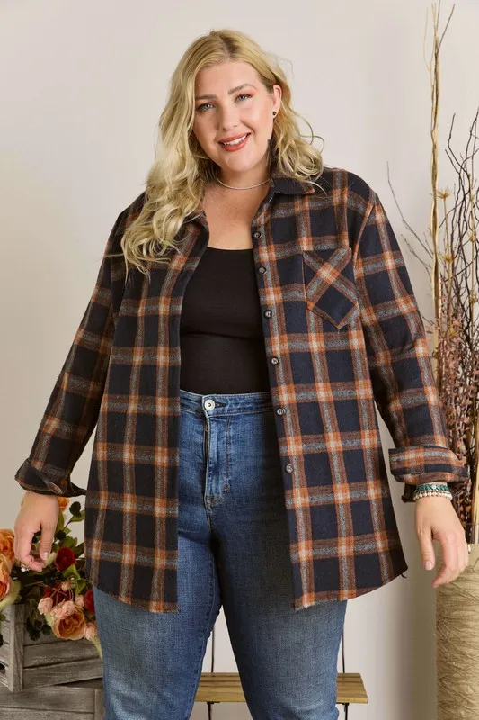 Full Size Button Down Flannel Shirt Plus Size