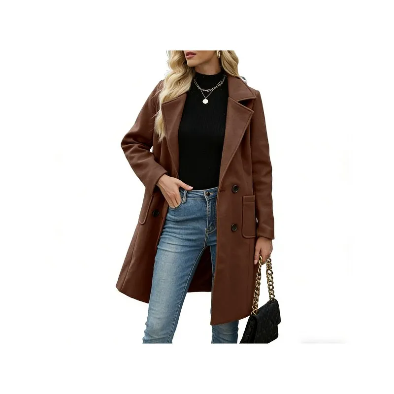 Tynelle Ladies' 8-Color Wool-Blend Mid-Length Lapel Coat