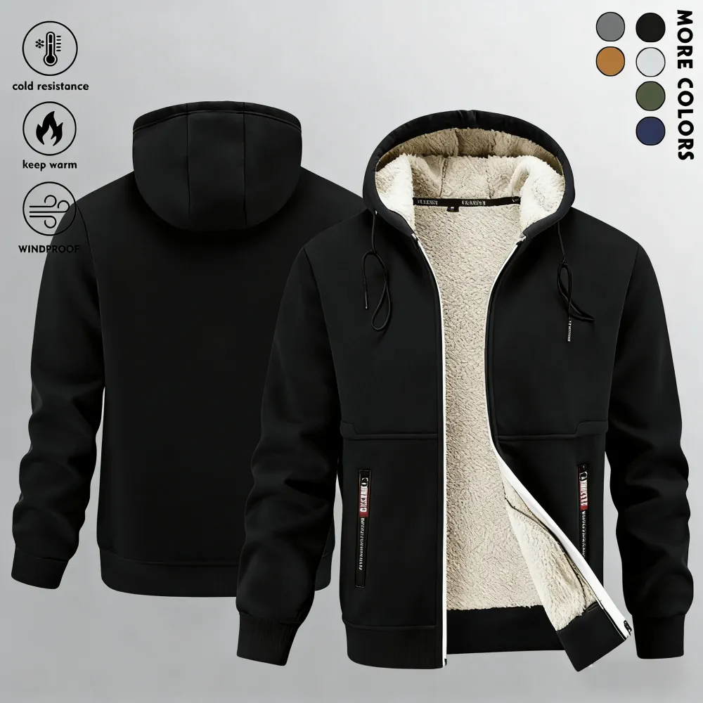 Men's Winter Thick Sherpa Zip-Up Hooded Jacket