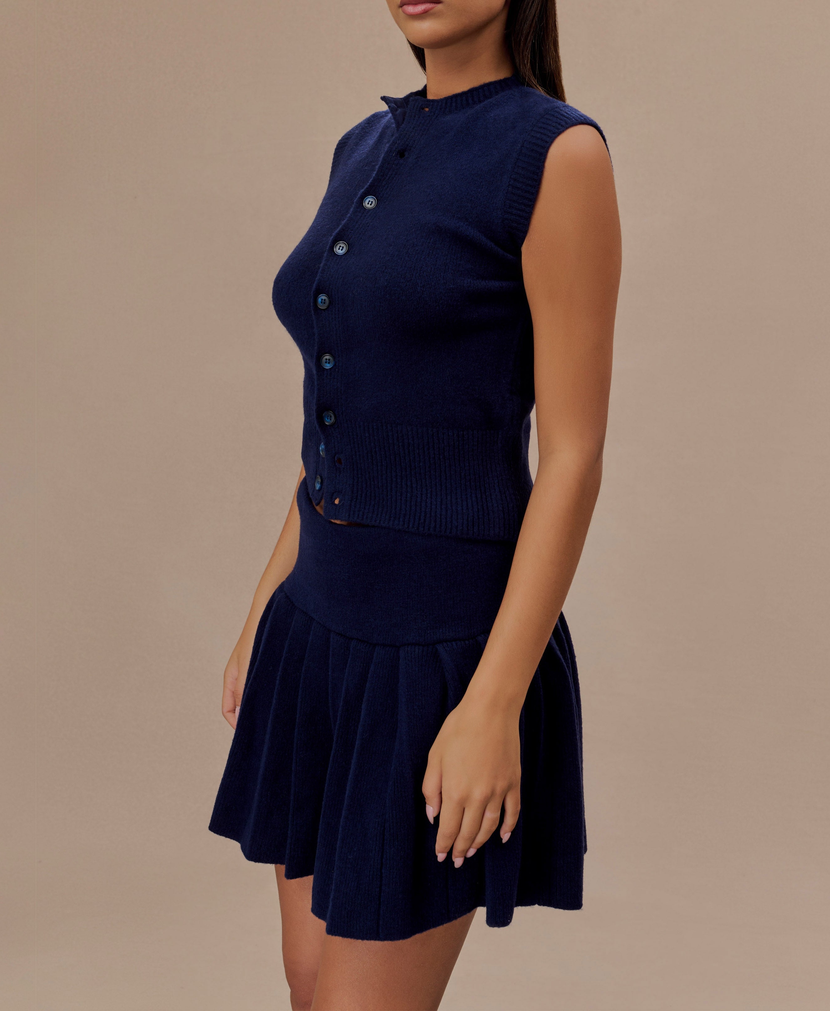 Navy Sleeveless Knit Vest