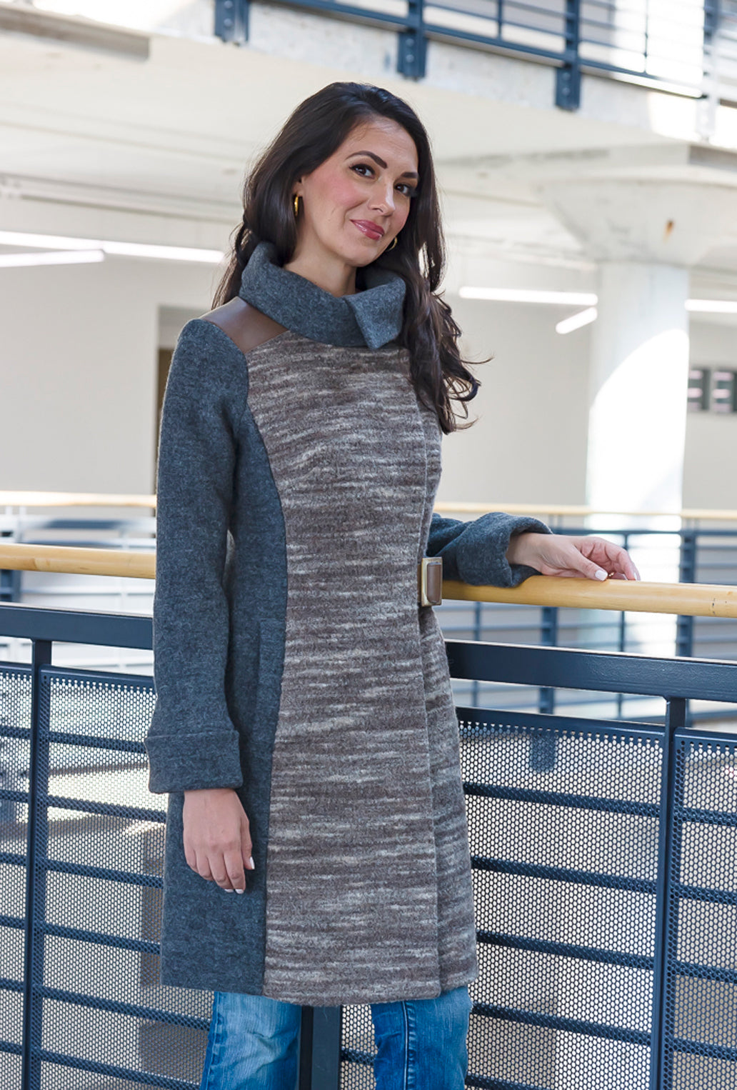 TAUPE HAZE COWL NECK COAT