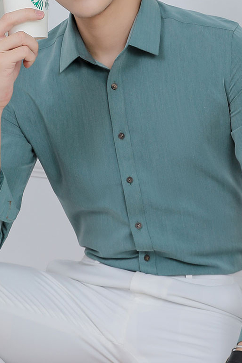 Men's Business Essential Classic Solid Color Stand Collar Formal Shirt