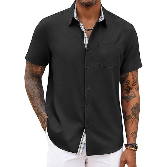Men's Button Down Shirts Short Sleeve with Pocket