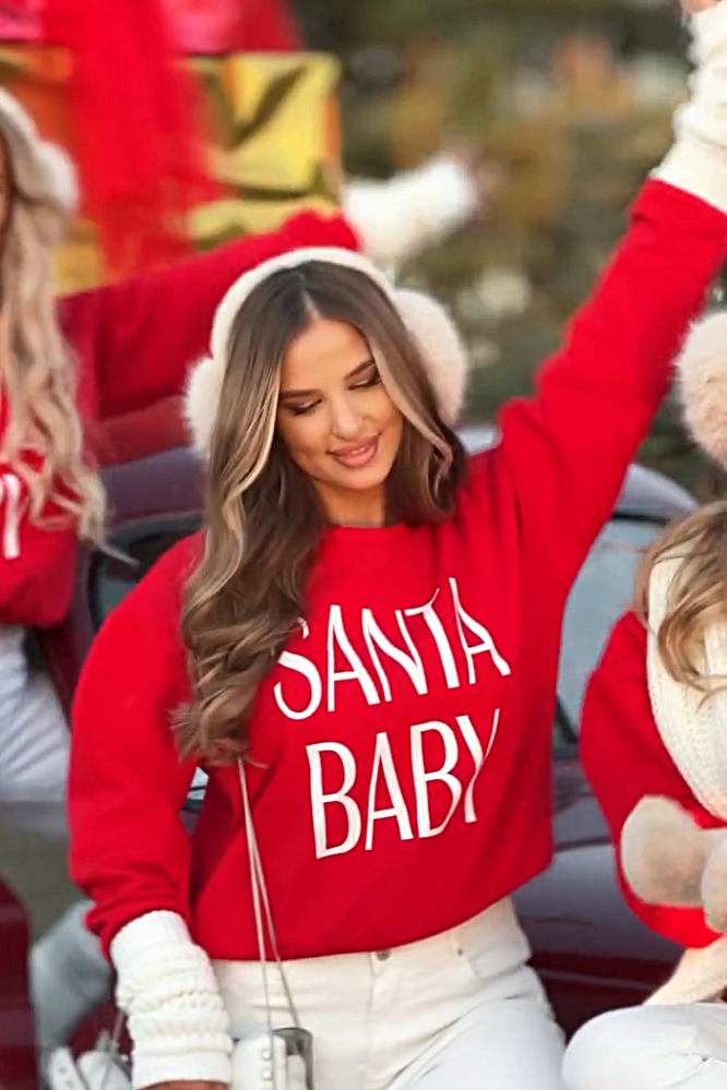 Christmas letter round neck sweater