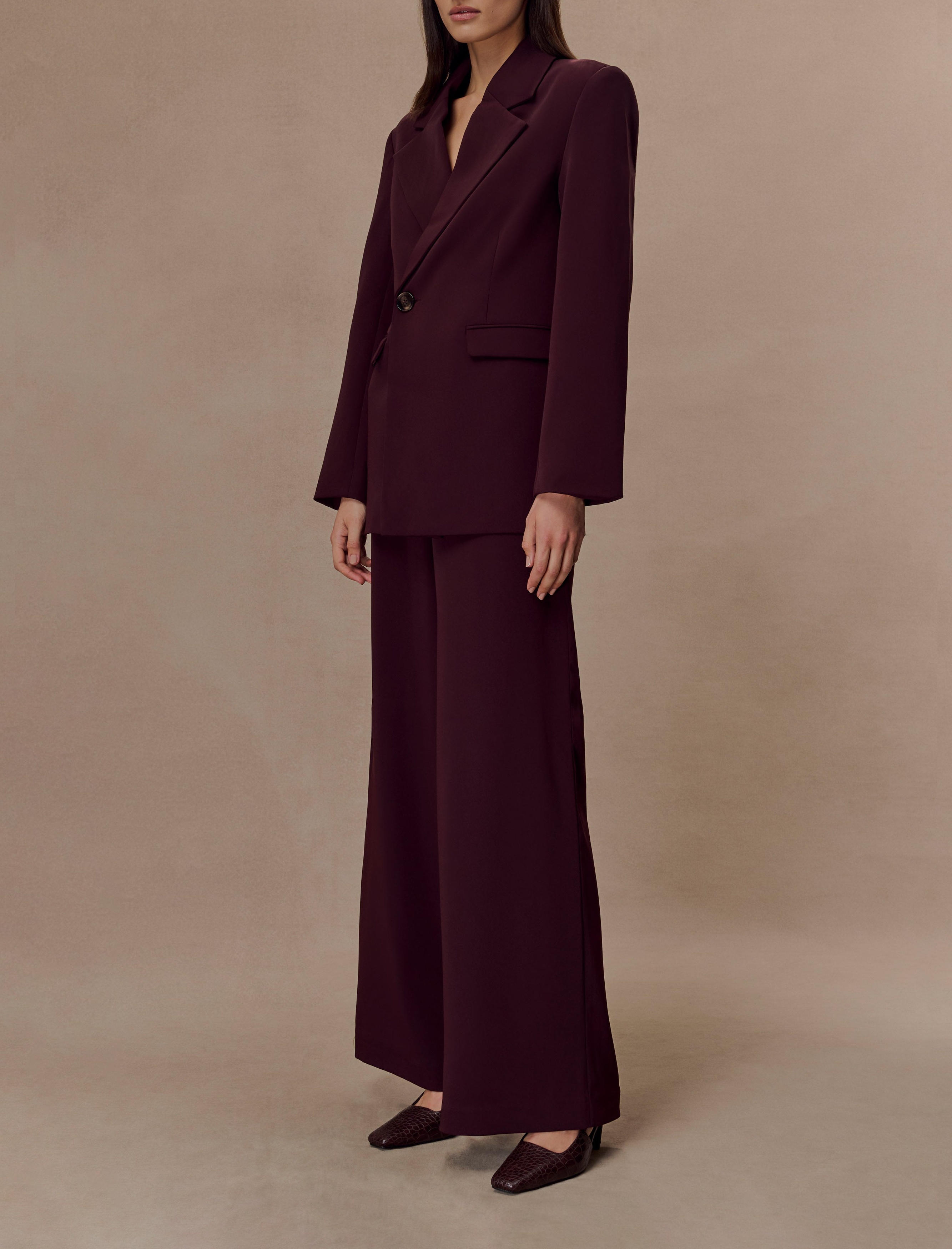 Mahogany Wide Leg Suiting Trouser