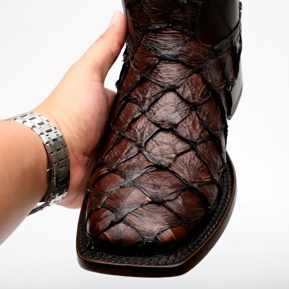 AUTHENTIC Brown Pirarucu Boots - Square Toe