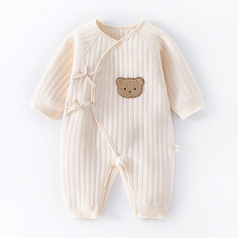 Newborn Bear Print Warm Romper