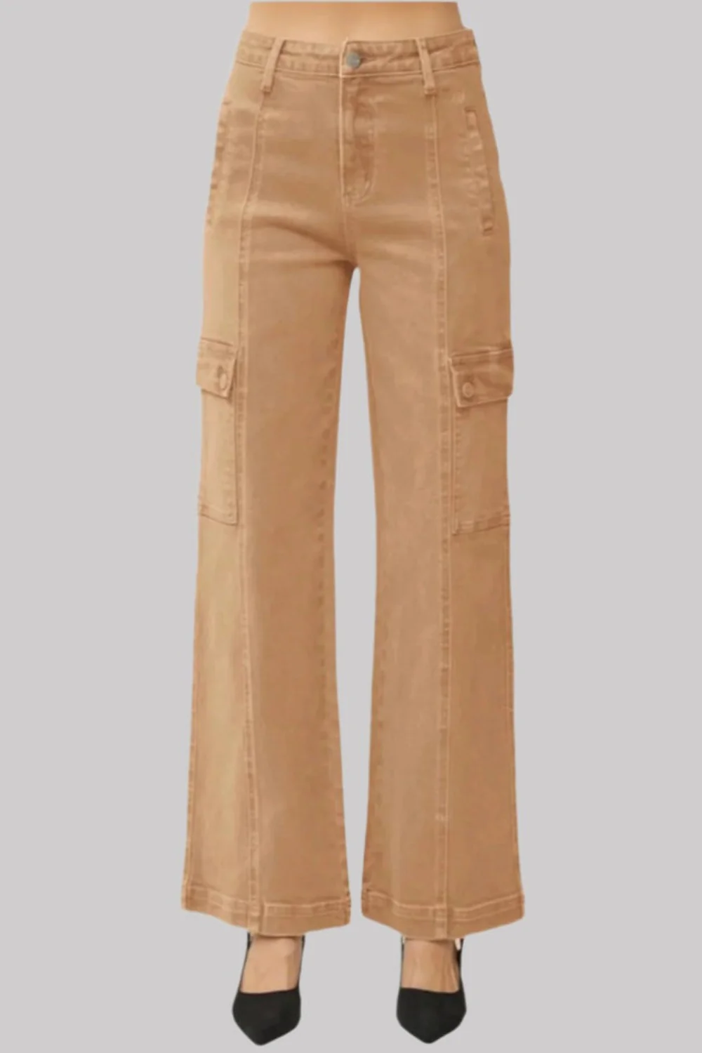Full Size High Rise Wide Leg Cargo Jeans