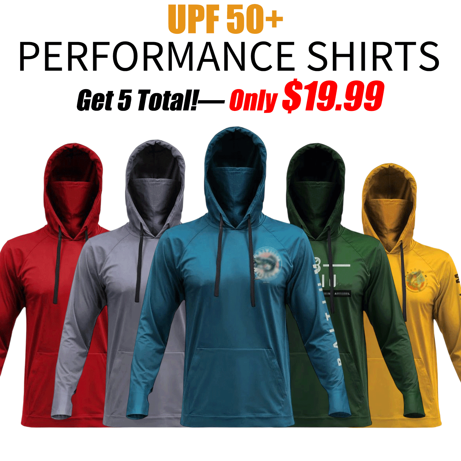 Men’s Hooded UPF 50 Work & Fishing Shirt with Built-In Face Gaiter