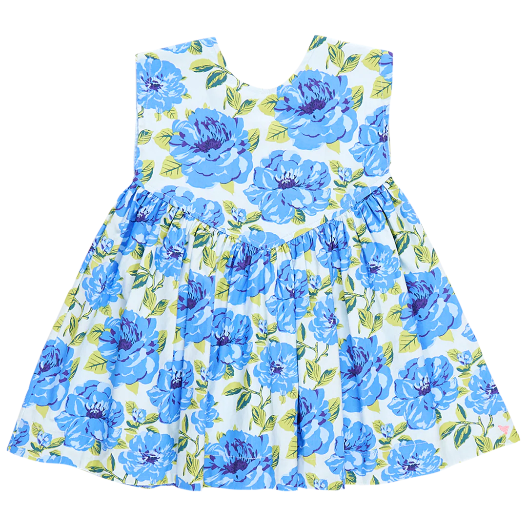 Gracie Dress Blue Peonies