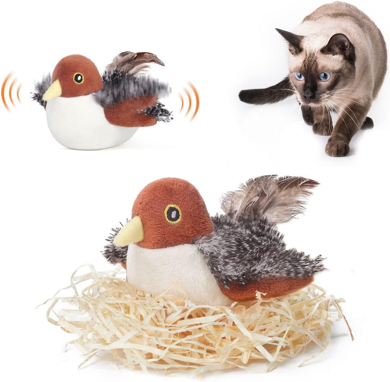 Cat Toys Interactive Electric Flapping Bird with Squeak