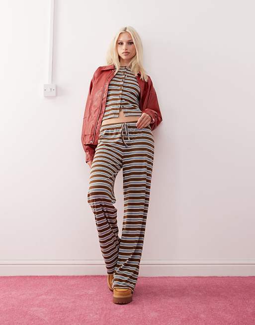 relaxed rib stripe pants SET