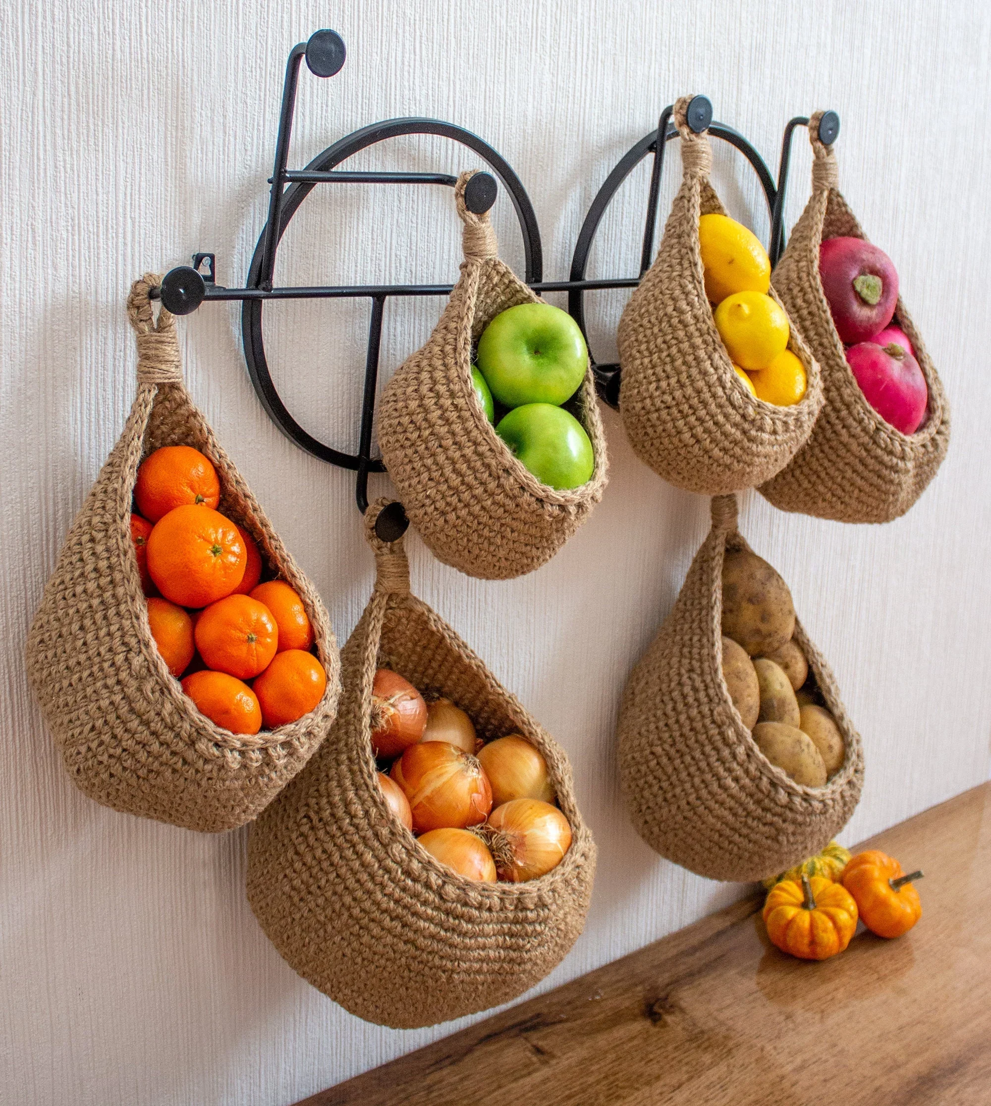 Hanging Wall Vegetable Fruit Baskets For Kitchen, Potato Garlic Onion Hanging