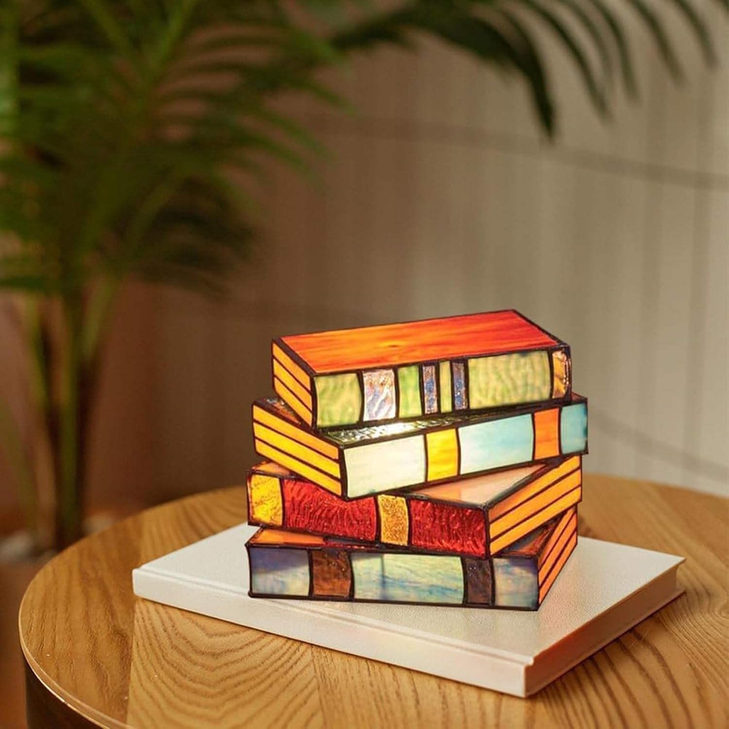 Stained Glass Stacked Books Lamp