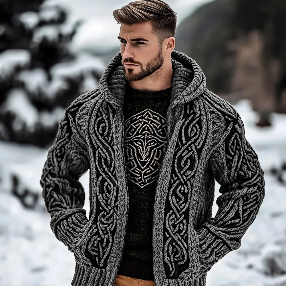 Men's Viking Kyle Style Extra Thick Hooded Zip-up Sweater