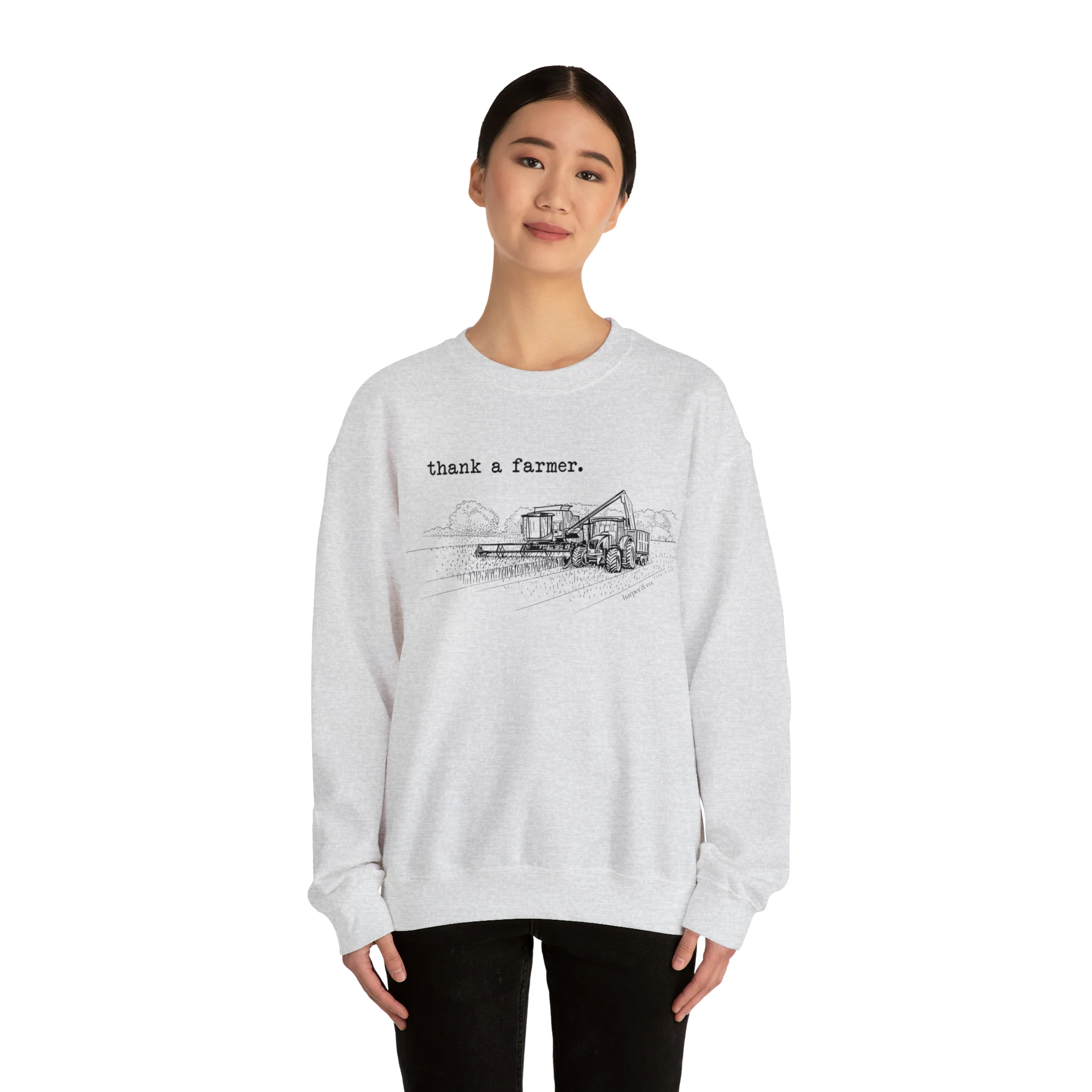 Thank a Farmer Combine Unisex Heavy Blend? Crewneck Sweatshirt